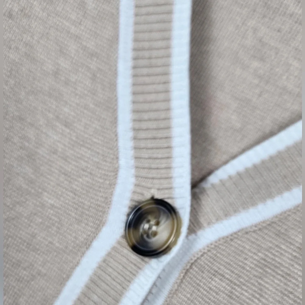 Cyrus Women's Beige Cardigan with White Trim💕 - Picture 4 of 5